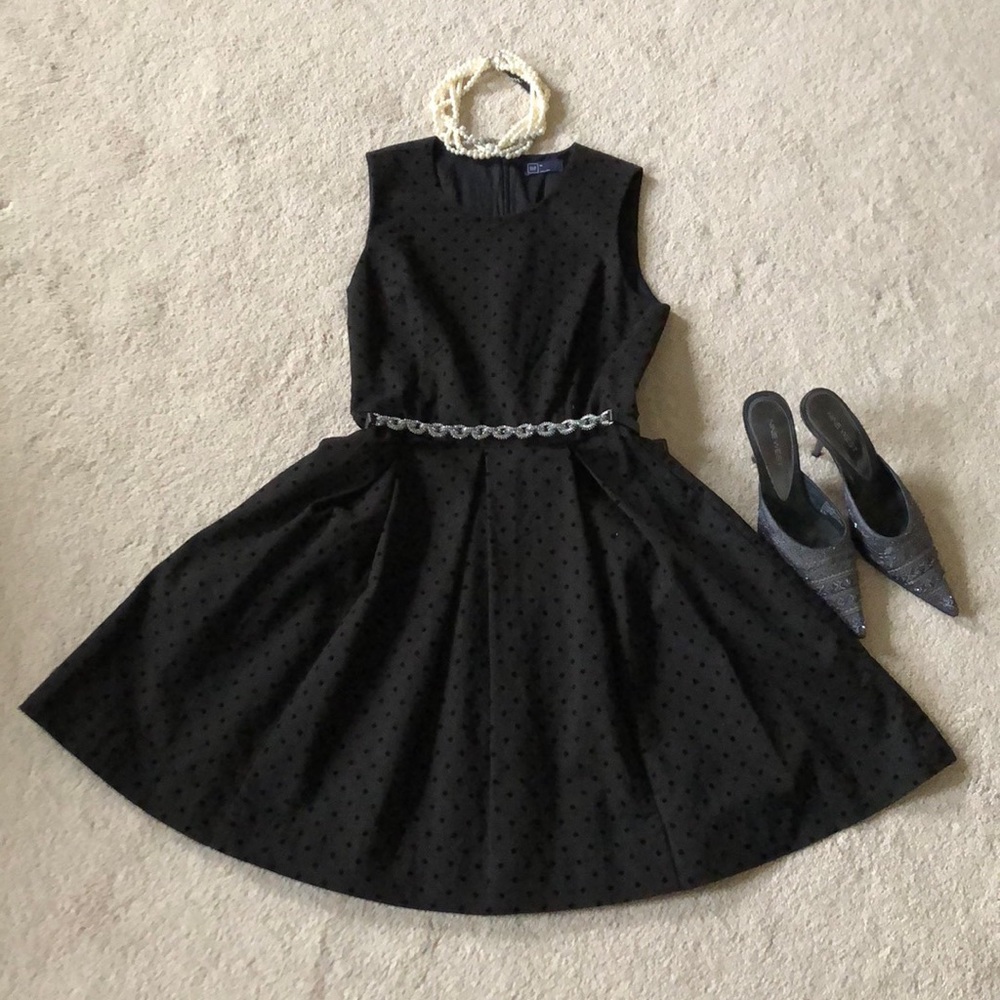 Gap black polka dots A-line dress (size 4)